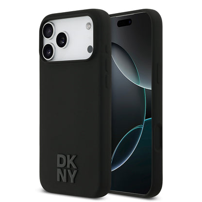 iPhone 17 Pro Max Kılıf DKNY Orjinal Lisanslı M-safe Şarj Özellikli Metal Logolu Silikon Kılıf