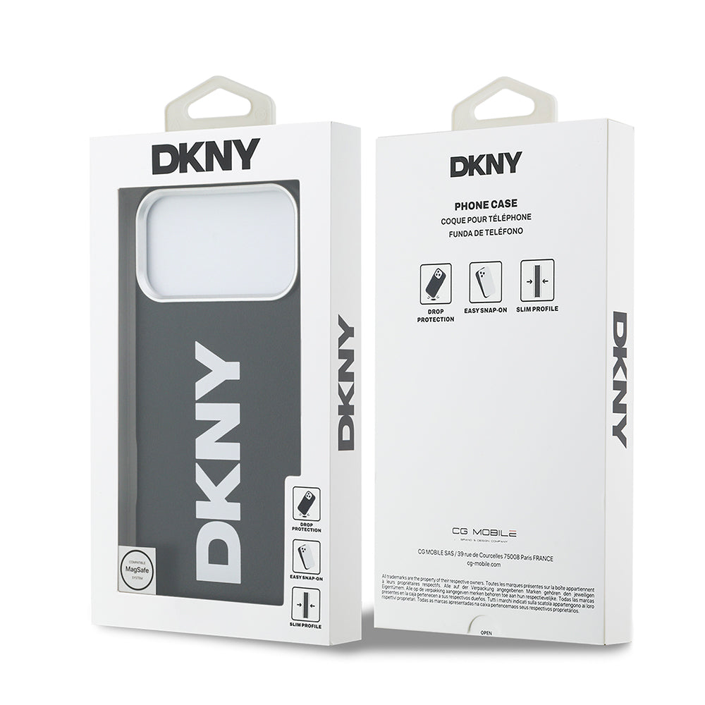 iPhone 17 Pro Max Kılıf DKNY Orjinal Lisanslı M-safe Şarj Özellikli PU Büyük Dikey Logolu Kılıf