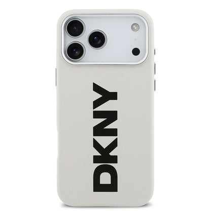iPhone 17 Pro Max Kılıf DKNY Orjinal Lisanslı M-safe Şarj Özellikli PU Büyük Dikey Logolu Kılıf