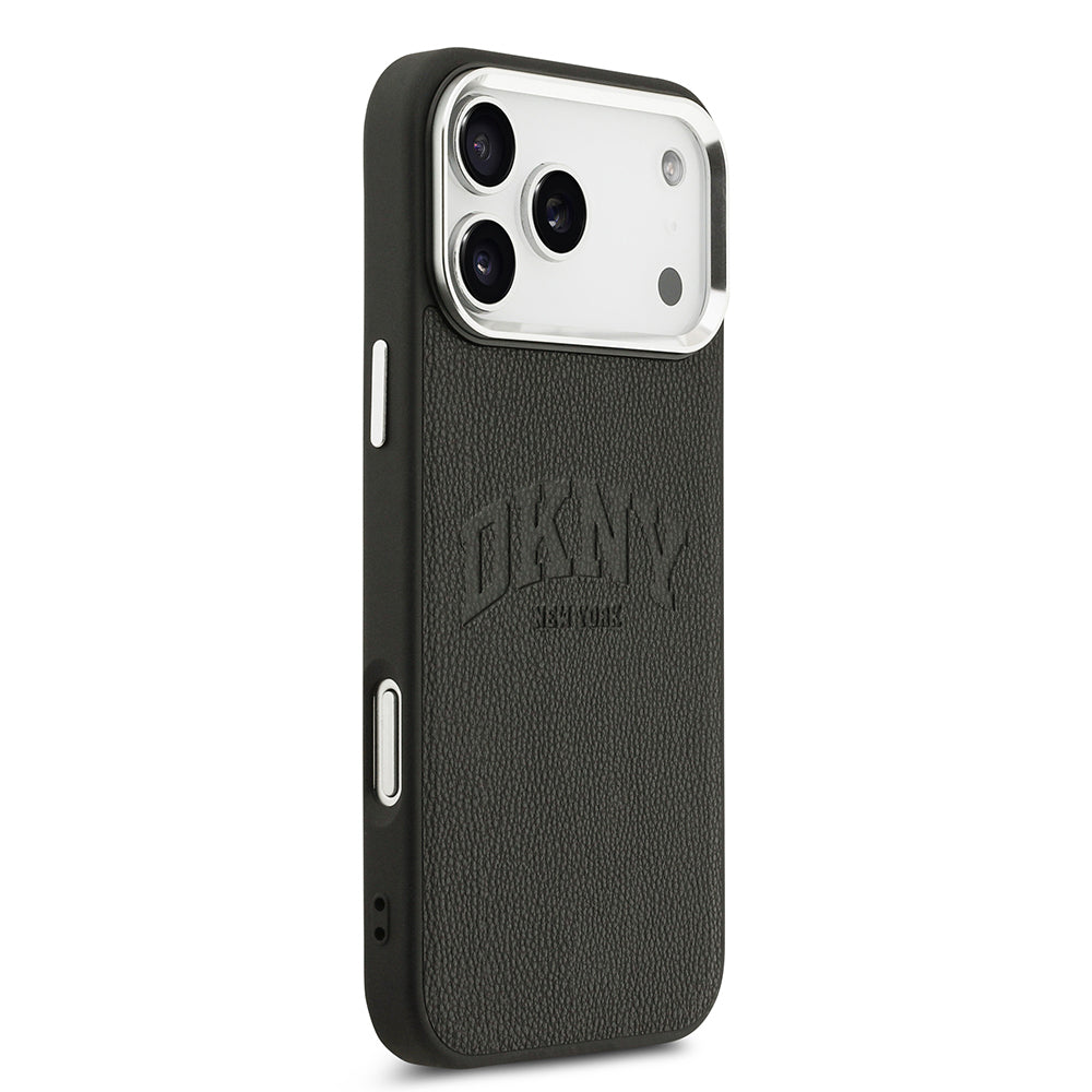 iPhone 17 Pro Max Kılıf DKNY Orjinal Lisanslı M-safe Şarj Özellikli PU Deri Kabartmalı Kılıf