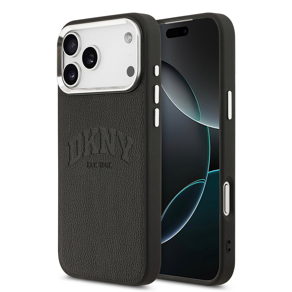 iPhone 17 Pro Max Kılıf DKNY Orjinal Lisanslı M-safe Şarj Özellikli PU Deri Kabartmalı Kılıf