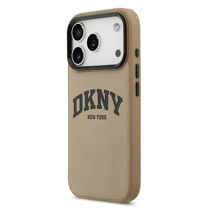 iPhone 17 Pro Max Kılıf DKNY Orjinal Lisanslı M-safe Şarj Özellikli PU Deri Kabartmalı Kılıf