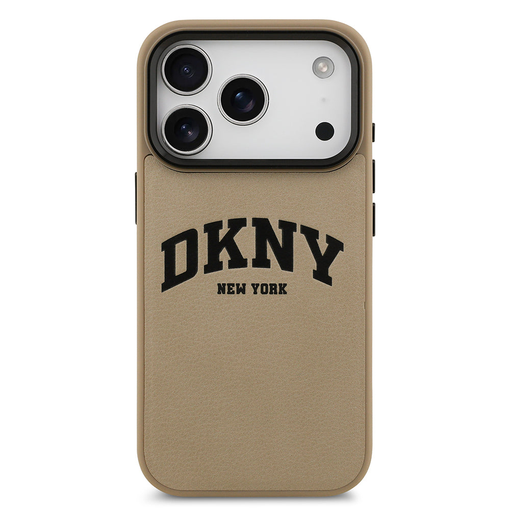 iPhone 17 Pro Max Kılıf DKNY Orjinal Lisanslı M-safe Şarj Özellikli PU Deri Kabartmalı Kılıf