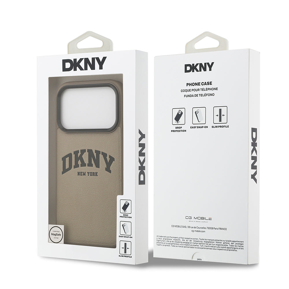 iPhone 17 Pro Max Kılıf DKNY Orjinal Lisanslı M-safe Şarj Özellikli PU Deri Kabartmalı Kılıf