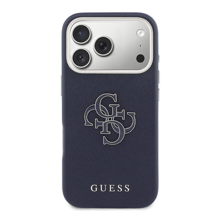 iPhone 17 Pro Max Kılıf Guess Orijinal Lisanslı 4G Büyük Metal Kamera Çerçeveli PU Deri Resin Kılıf