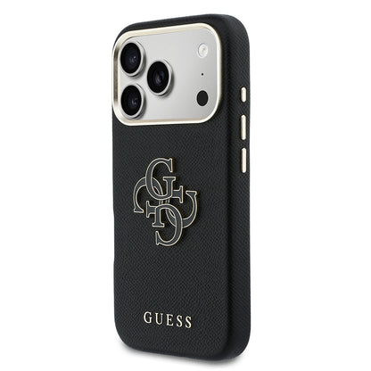 iPhone 17 Pro Max Kılıf Guess Orijinal Lisanslı 4G Büyük Metal Kamera Çerçeveli PU Deri Resin Kılıf