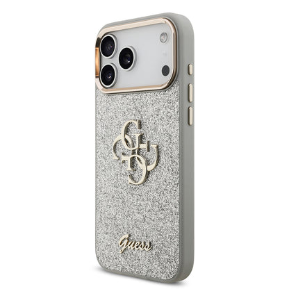 iPhone 17 Pro Max Kılıf Guess Orijinal Lisanslı 4G Büyük Metal Kamera Çerçeveli ve Logolu Glitter Kılıf