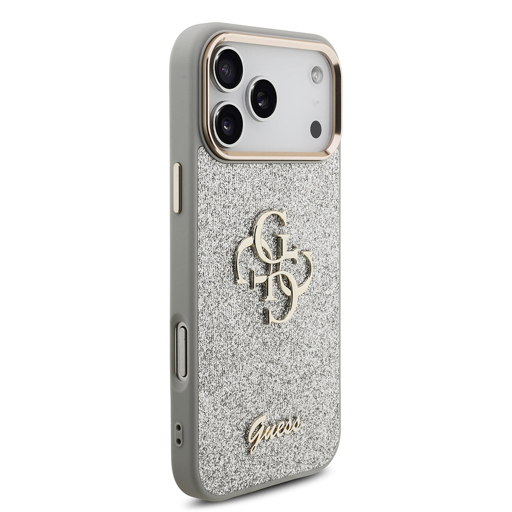iPhone 17 Pro Max Kılıf Guess Orijinal Lisanslı 4G Büyük Metal Kamera Çerçeveli ve Logolu Glitter Kılıf