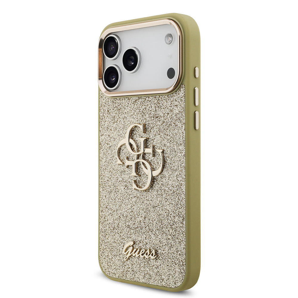 iPhone 17 Pro Max Kılıf Guess Orijinal Lisanslı 4G Büyük Metal Kamera Çerçeveli ve Logolu Glitter Kılıf