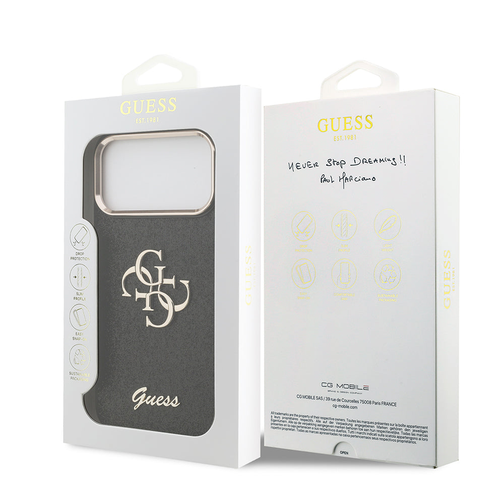 iPhone 17 Pro Max Kılıf Guess Orijinal Lisanslı 4G Büyük Metal Kamera Çerçeveli ve Logolu Glitter Kılıf