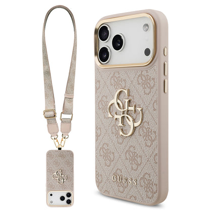 iPhone 17 Pro Max Kılıf Guess Orijinal Lisanslı 4G Büyük Metal Logolu Kalın Askılı Kılıf
