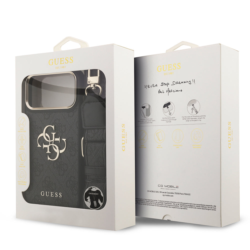 iPhone 17 Pro Max Kılıf Guess Orijinal Lisanslı 4G Büyük Metal Logolu Kalın Askılı Kılıf