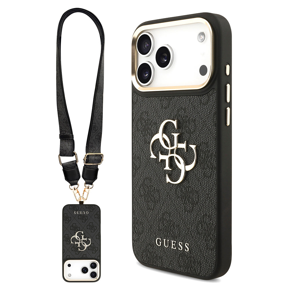 iPhone 17 Pro Max Kılıf Guess Orijinal Lisanslı 4G Büyük Metal Logolu Kalın Askılı Kılıf