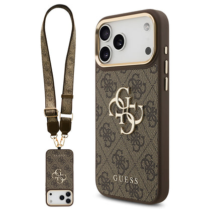 iPhone 17 Pro Max Kılıf Guess Orijinal Lisanslı 4G Büyük Metal Logolu Kalın Askılı Kılıf