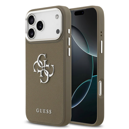 iPhone 17 Pro Max Kılıf Guess Orijinal Lisanslı Grained 4G Metal Büyük Logolu Kılıf