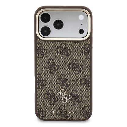iPhone 17 Pro Max Kılıf Guess Orijinal Lisanslı M-safe Şarj Özellikli 4G Büyük Metal Logolu Kartlıklı Kılıf