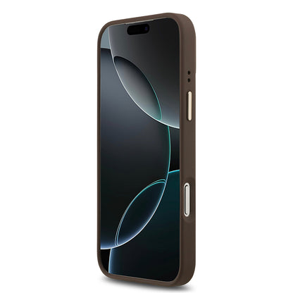 iPhone 17 Pro Max Kılıf Guess Orijinal Lisanslı M-safe Şarj Özellikli 4G Desenli PU Metal Plaka Klasik Logolu Kılıf