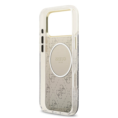 iPhone 17 Pro Max Kılıf Guess Orijinal Lisanslı M-safe Şarj Özellikli 4G Desenli Simli Silikon Kılıf