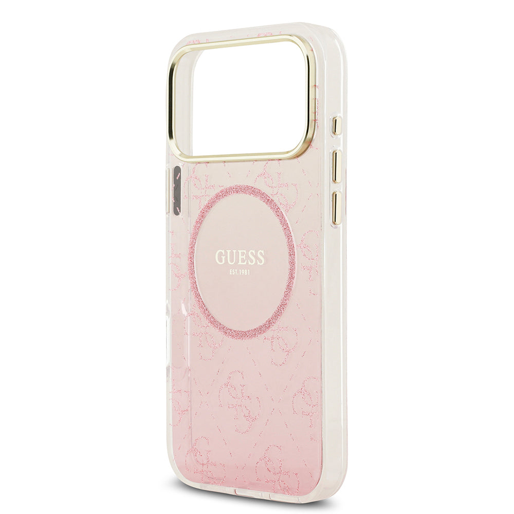 iPhone 17 Pro Max Kılıf Guess Orijinal Lisanslı M-safe Şarj Özellikli 4G Desenli Simli Silikon Kılıf