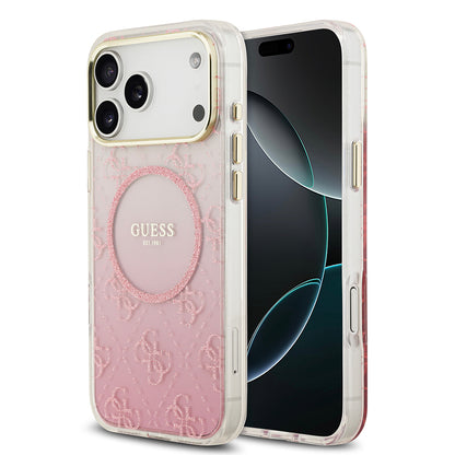 iPhone 17 Pro Max Kılıf Guess Orijinal Lisanslı M-safe Şarj Özellikli 4G Desenli Simli Silikon Kılıf