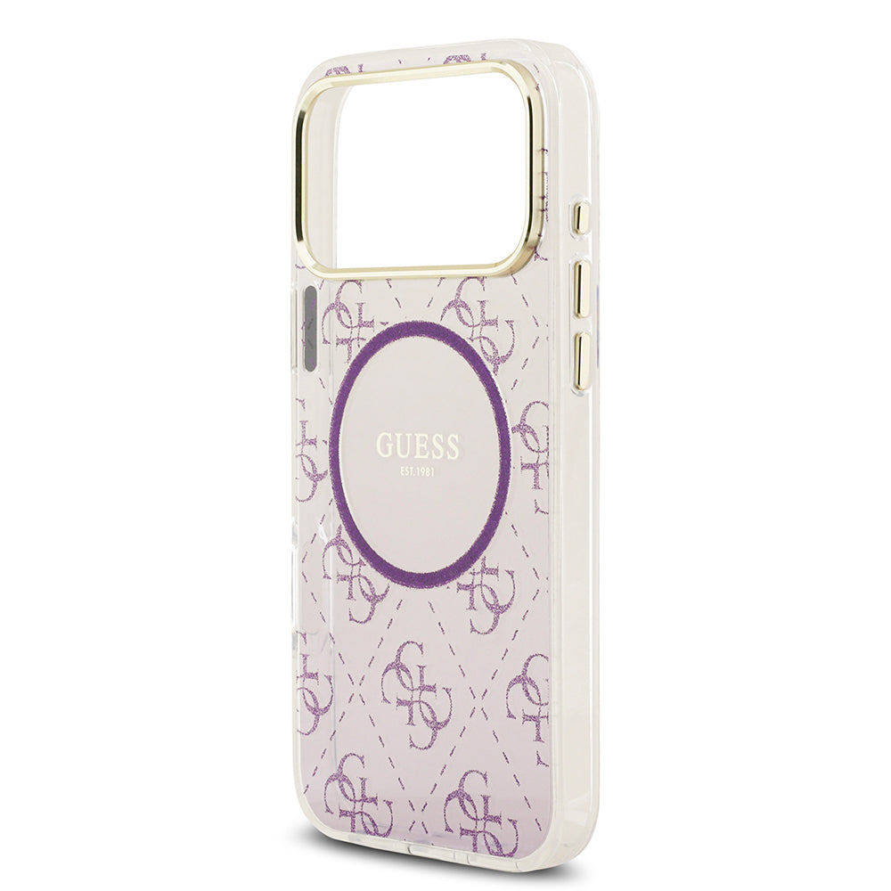 iPhone 17 Pro Max Kılıf Guess Orijinal Lisanslı M-safe Şarj Özellikli 4G Desenli Simli Silikon Kılıf