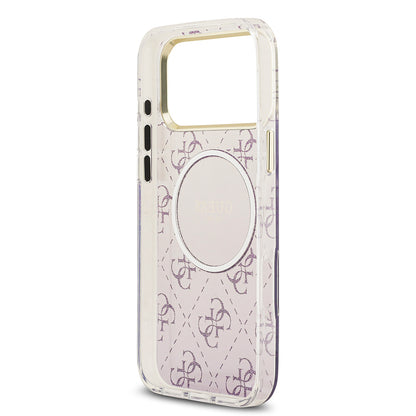 iPhone 17 Pro Max Kılıf Guess Orijinal Lisanslı M-safe Şarj Özellikli 4G Desenli Simli Silikon Kılıf