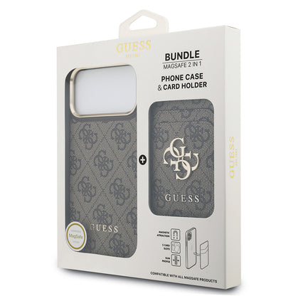 iPhone 17 Pro Max Kılıf Guess Orijinal Lisanslı M-safe Şarj Özellikli 4G Metal Büyük Logolu Kartlıklı Kılıf