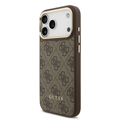 iPhone 17 Pro Max Kılıf Guess Orijinal Lisanslı M-safe Şarj Özellikli 4G Metal Büyük Logolu Kartlıklı Kılıf