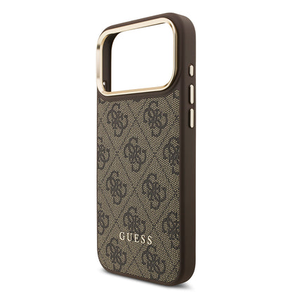 iPhone 17 Pro Max Kılıf Guess Orijinal Lisanslı M-safe Şarj Özellikli 4G Metal Büyük Logolu Kartlıklı Kılıf