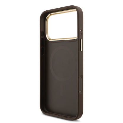 iPhone 17 Pro Max Kılıf Guess Orijinal Lisanslı M-safe Şarj Özellikli 4G Metal Büyük Logolu Kartlıklı Kılıf