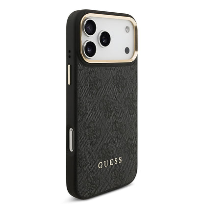 iPhone 17 Pro Max Kılıf Guess Orijinal Lisanslı M-safe Şarj Özellikli 4G Metal Büyük Logolu Kartlıklı Kılıf