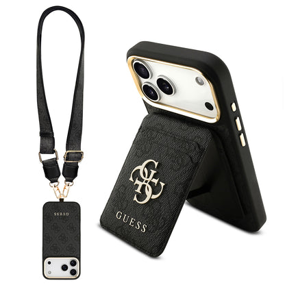 iPhone 17 Pro Max Kılıf Guess Orijinal Lisanslı M-safe Şarj Özellikli Askılı ve 4G Logo Kartlıklı Kılıf