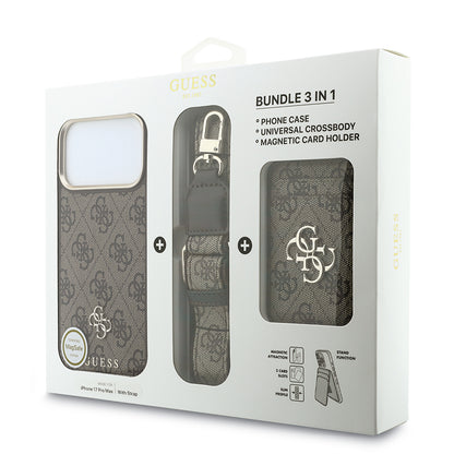 iPhone 17 Pro Max Kılıf Guess Orijinal Lisanslı M-safe Şarj Özellikli Askılı ve 4G Metal Logolu Kartlıklı Kılıf