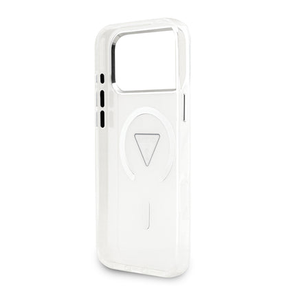 iPhone 17 Pro Max Kılıf Guess Orijinal Lisanslı M-safe Şarj Özellikli IML Baskılı Üçgen Logolu Metal Kamera Çerçeveli Kılıf