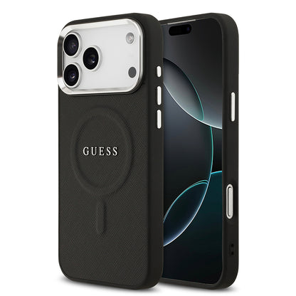iPhone 17 Pro Max Kılıf Guess Orijinal Lisanslı M-safe Şarj Özellikli Klasik Yazı Logolu PU Deri Kılıf