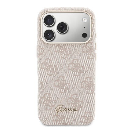 iPhone 17 Pro Max Kılıf Guess Orijinal Lisanslı M-safe Şarj Özellikli Script Yazı Logolu 4G Desenli Kılıf