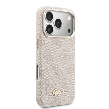 iPhone 17 Pro Max Kılıf Guess Orijinal Lisanslı M-safe Şarj Özellikli Script Yazı Logolu 4G Desenli Kılıf
