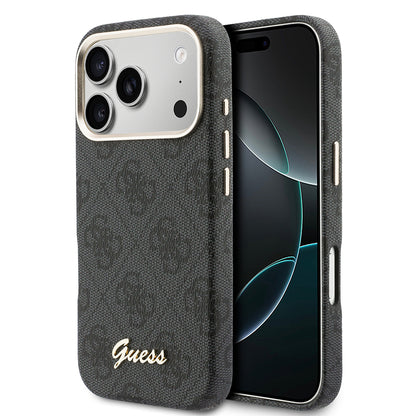 iPhone 17 Pro Max Kılıf Guess Orijinal Lisanslı M-safe Şarj Özellikli Script Yazı Logolu 4G Desenli Kılıf