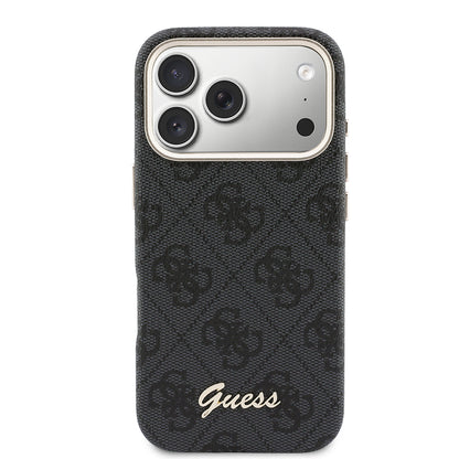 iPhone 17 Pro Max Kılıf Guess Orijinal Lisanslı M-safe Şarj Özellikli Script Yazı Logolu 4G Desenli Kılıf