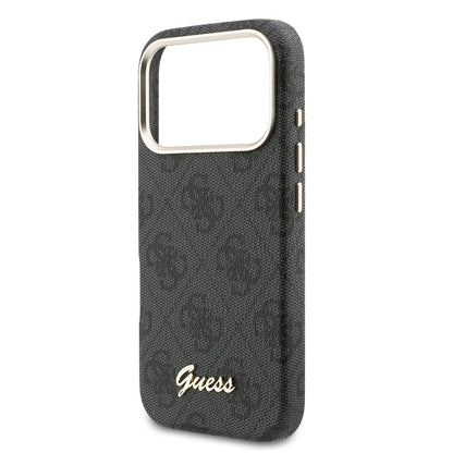 iPhone 17 Pro Max Kılıf Guess Orijinal Lisanslı M-safe Şarj Özellikli Script Yazı Logolu 4G Desenli Kılıf