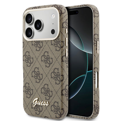 iPhone 17 Pro Max Kılıf Guess Orijinal Lisanslı M-safe Şarj Özellikli Script Yazı Logolu 4G Desenli Kılıf