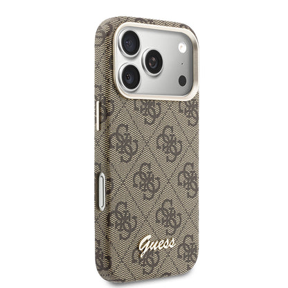 iPhone 17 Pro Max Kılıf Guess Orijinal Lisanslı M-safe Şarj Özellikli Script Yazı Logolu 4G Desenli Kılıf