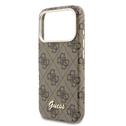 iPhone 17 Pro Max Kılıf Guess Orijinal Lisanslı M-safe Şarj Özellikli Script Yazı Logolu 4G Desenli Kılıf