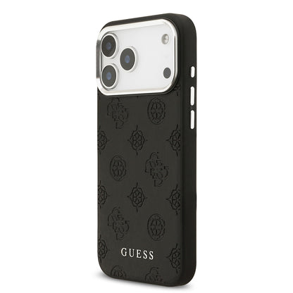 iPhone 17 Pro Max Kılıf Guess Orijinal Lisanslı M-safe Şarj Özellikli Sıcak Baskılı Klasik Yazı Logolu PU Deri Peony Kılıf