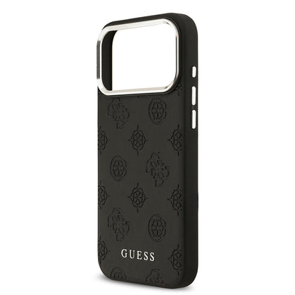 iPhone 17 Pro Max Kılıf Guess Orijinal Lisanslı M-safe Şarj Özellikli Sıcak Baskılı Klasik Yazı Logolu PU Deri Peony Kılıf