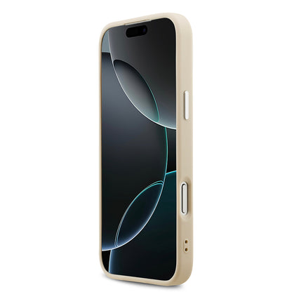 iPhone 17 Pro Max Kılıf Guess Orijinal Lisanslı M-safe Şarj Özellikli Sıcak Baskılı Klasik Yazı Logolu PU Deri Peony Kılıf