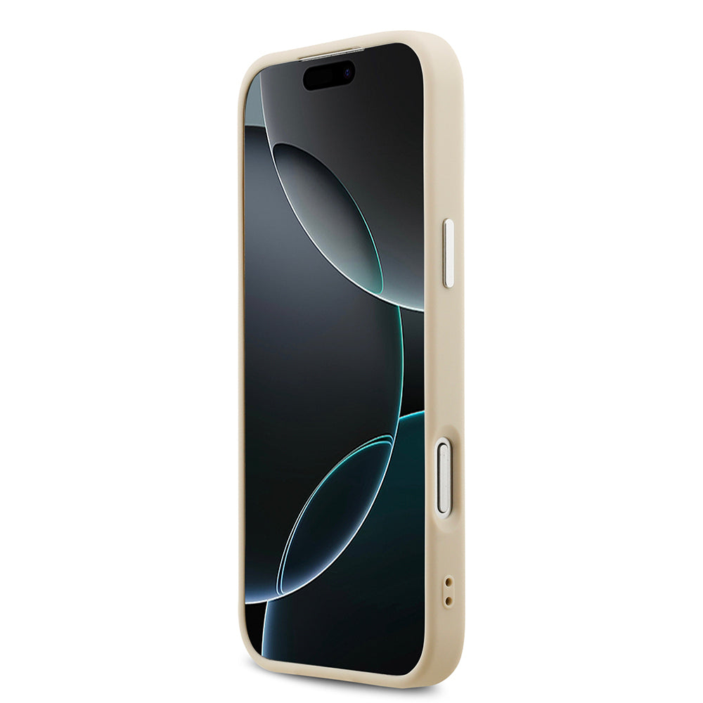iPhone 17 Pro Max Kılıf Guess Orijinal Lisanslı M-safe Şarj Özellikli Sıcak Baskılı Klasik Yazı Logolu PU Deri Peony Kılıf