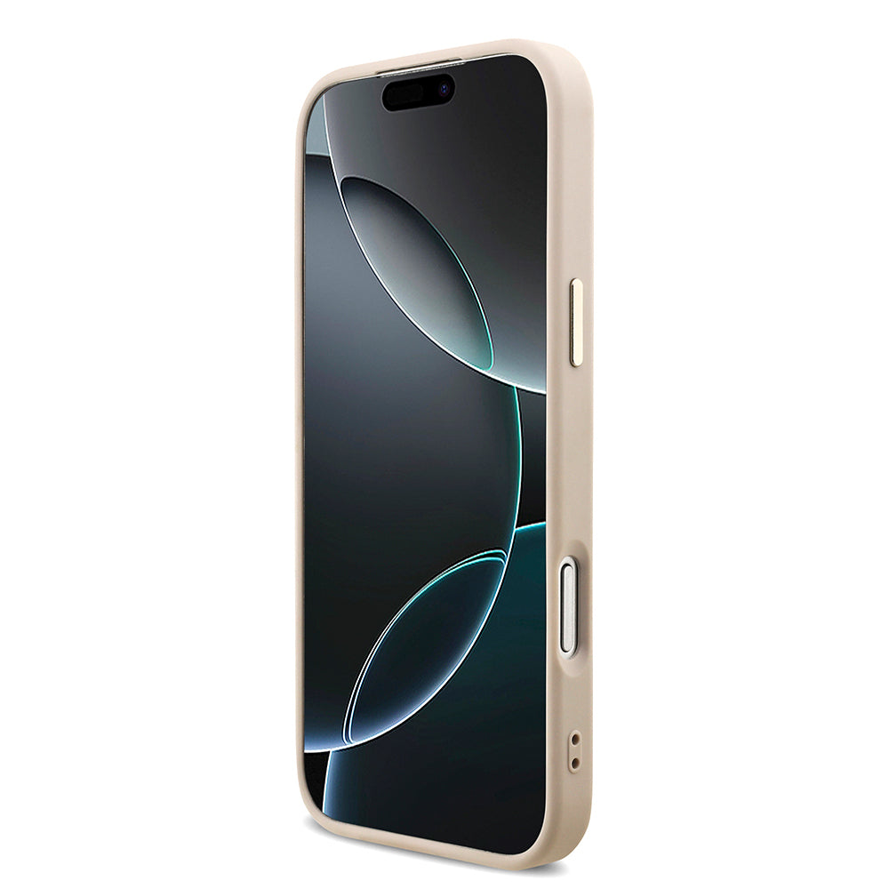 iPhone 17 Pro Max Kılıf Guess Orijinal Lisanslı M-safe Şarj Özellikli Taşlı Üçgen Logo 4G Desenli Kılıf