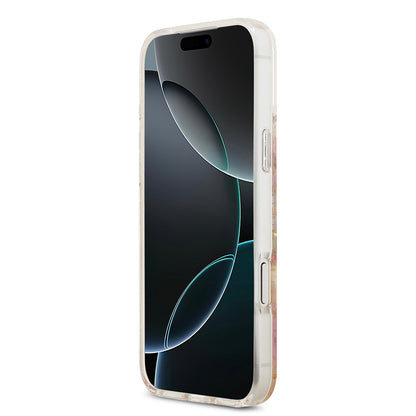 iPhone 17 Pro Max Kılıf Guess Orijinal Lisanslı M-safe Şarj Özellikli Transparan Resin Flowers Kılıf