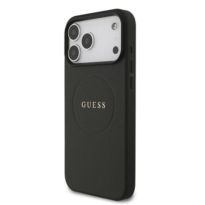 iPhone 17 Pro Max Kılıf Guess Orijinal Lisanslı M-safe Şarj Özellikli Yazı Logolu PU Deri Kılıf